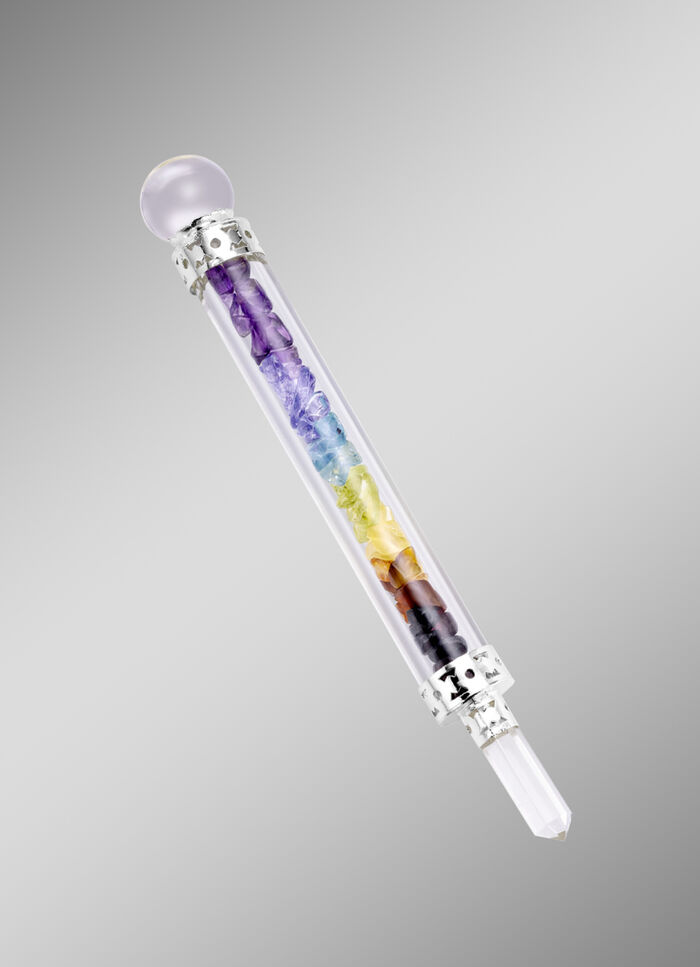 Chakrastab, mit einer Bergkristallspitze 