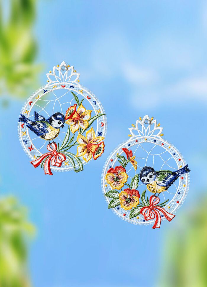 Fensterbilder aus Plauener Spitze im 2er-Set 