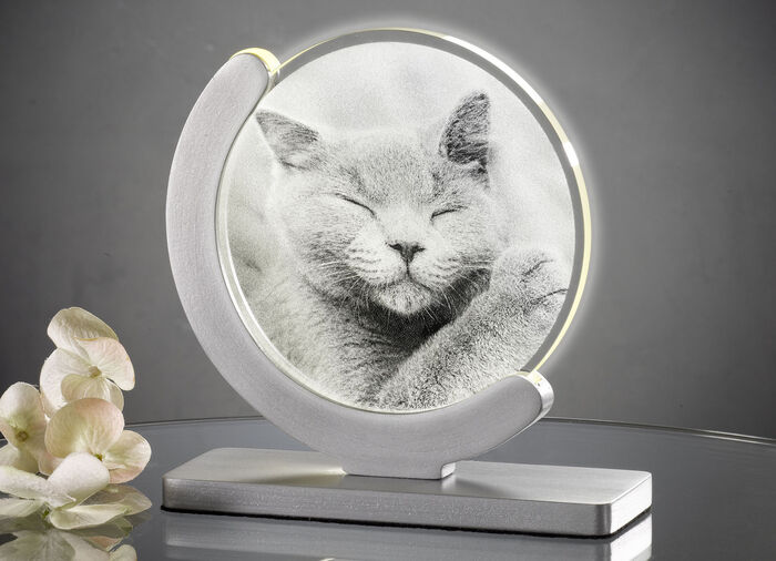 Dimmbare LED-Tischleuchte mit Katzen-Motiv SILBER