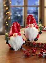 Beleuchtete Wichtel aus Keramik, 2er-Set 