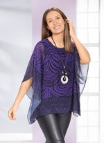 Poncho-Tunika mit Bord&uuml;ren-Druck 