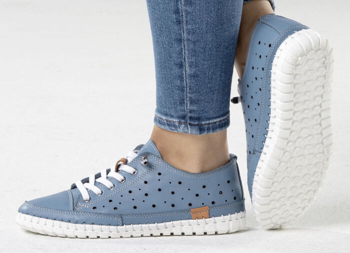 Gemini, sommerliche Damen-Schnürschuhe, Weite G, mit herausnehmbarem Fußbett JEANS