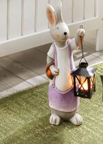 Wetterfeste Hasen mit Laterne LILA