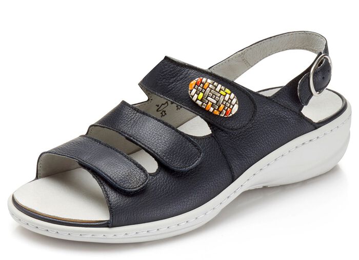 Waldl&auml;ufer Sandale mit buntem Metallschmuck DUNKELBLAU