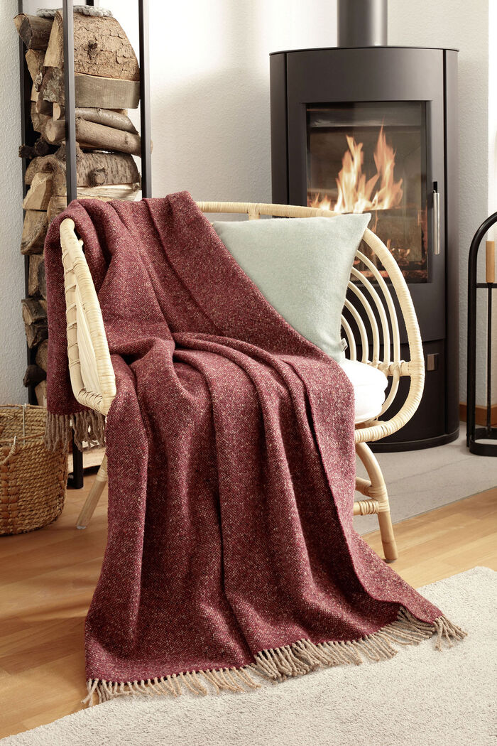 Wohndecke mit Fransen ROT