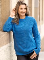Pullover in Strukturmix AZURBLAU