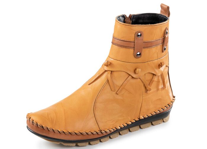 Gemini Mokassin-Stiefelette mit Knitter-Struktur 