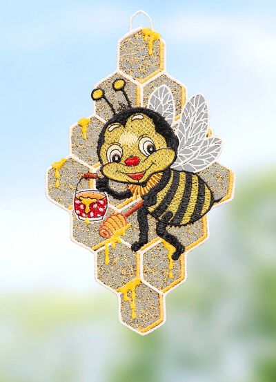 Fensterbild aus echter Plauener Spitze 