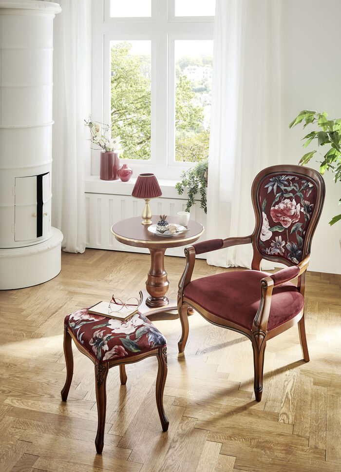 Sitzmöbel mit Gestell aus massivem Buchenholz NUSSBAUM-BORDEAUX