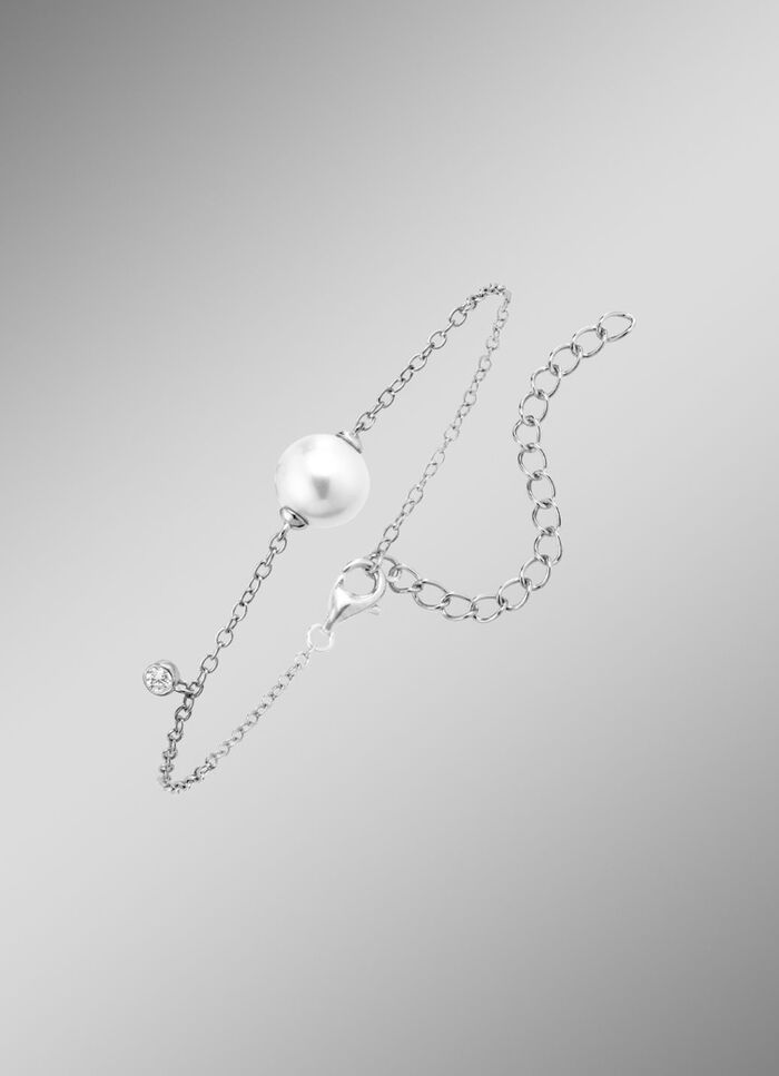 Armband mit Süßwasser-Zuchtperle und synth. Zirkonia 