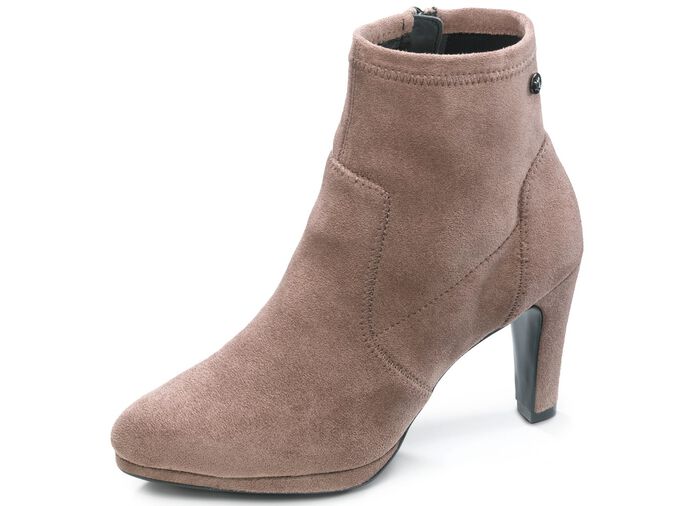 Caprice Stiefelette aus elastischem Veloursmaterial TAUPE