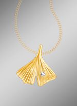 Gl&uuml;cksbringer Anh&auml;nger Ginkgo-Blatt mit Brillant 