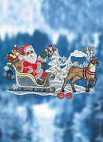 Fensterbild Weihnachtsmann mit Schlitten 