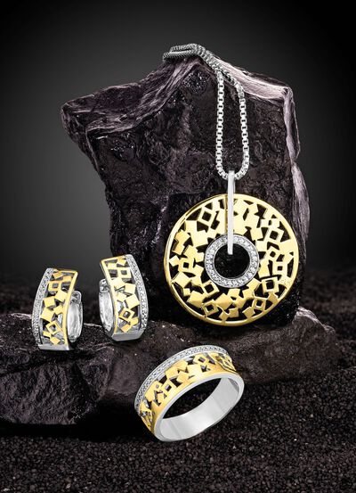 Damenring in Bicolor mit Zirkonia 