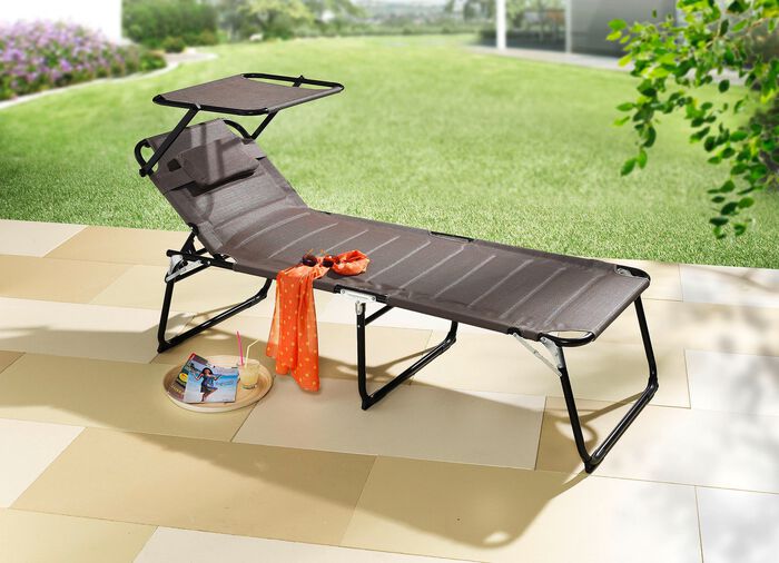 XXL-Liege mit Dach und 4-fach verstellbarer R&uuml;ckenlehne 