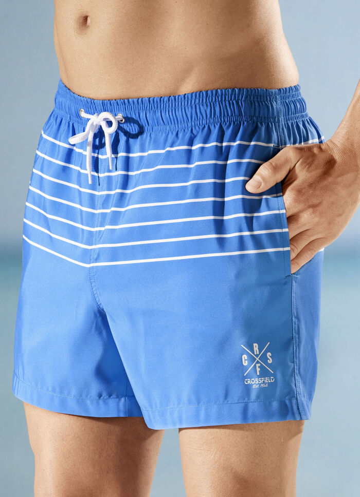 Badeshorts mit Sreifendessin, Microfaser BLAU-WEISS