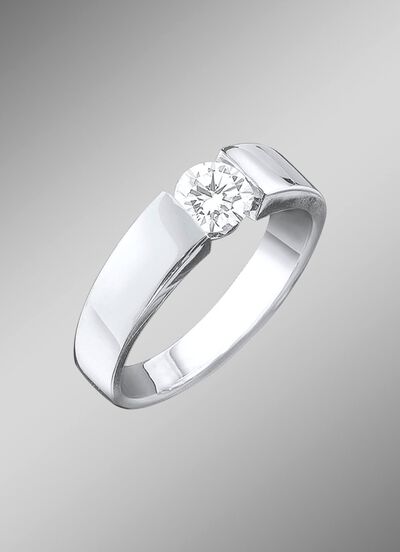 Eleganter Damenring in Wei&szlig;gold mit Brillant 