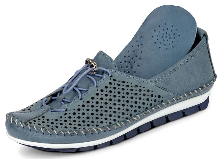 Gemini Mokassin-Slipper mit sommerlicher Perforierung JEANS
