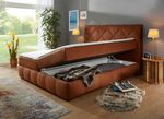 Boxspringbett mit Bettkasten und Topper COGNAC