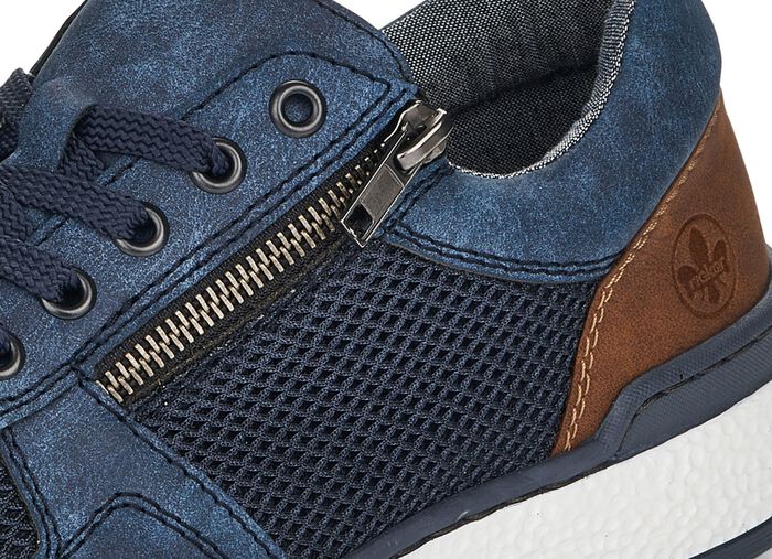 Rieker, bequeme Herren-Sneaker, Weite H, mit herausnehmbarem Fu&szlig;bett BLAU-BRAUN