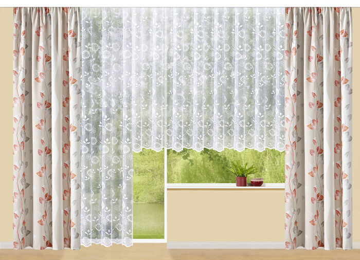 Blumenfenster-Store mit Universalschienenband 