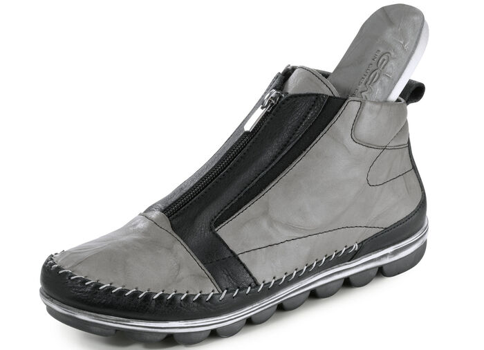 Gemini Mokassin-Bootie mit Knitter-Struktur GRAU-SCHWARZ
