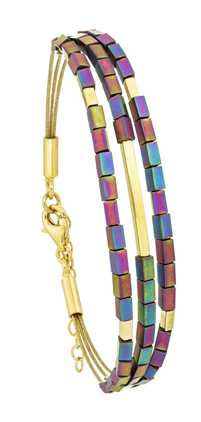 3-reihiges Armband mit echt buntem Hämatit