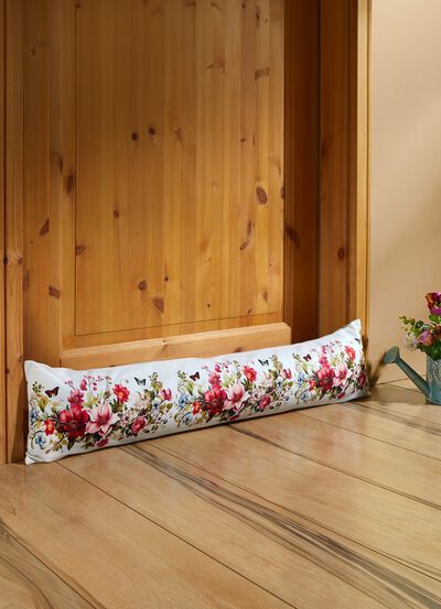 Zugluftrolle mit Blumen-Motiv 