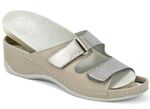 Mubb Pantolette mit Leder-Memory-Fu&szlig;bett TAUPE-ANTIKBRONZE