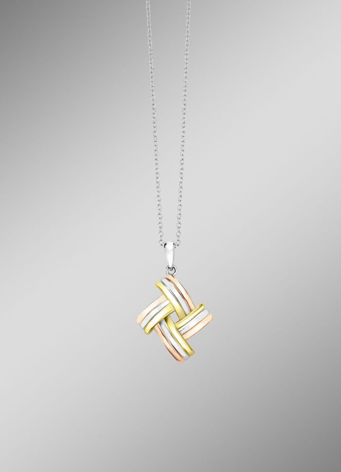 Modischer Knoten-Anhänger in Tricolor mit Ankerkette 