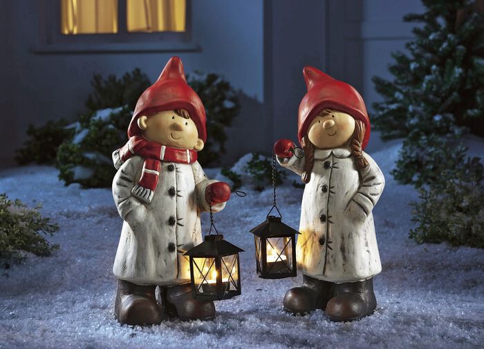 Winterkinder mit Laterne WEISS