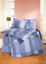 Bettw&auml;sche-Garnitur in 2 hochwertigen, b&uuml;gelleichten Qualit&auml;ten BLAU