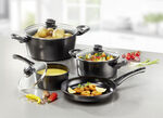 Energiespar-Topf-Set mit megaharter Diamant-Keramik-Antihaftbeschichtung SCHWARZ