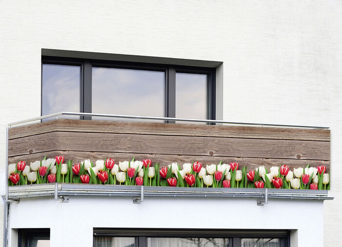 Einseitig bedruckter Balkon-Sichtschutz inkl. Befestigungsmaterial 