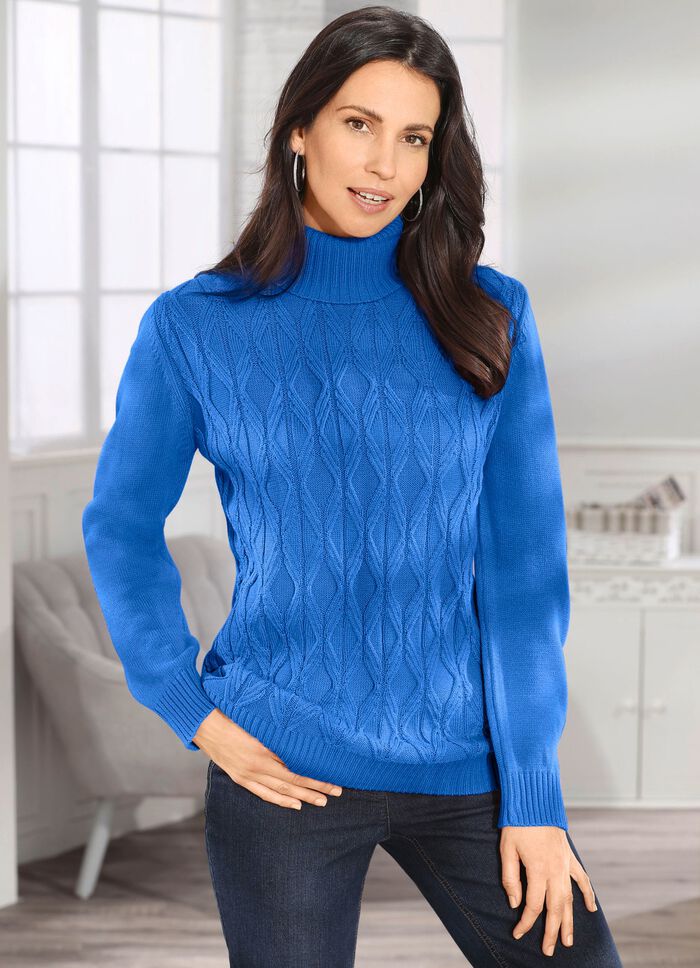 Pullover mit Strukturdessin MITTELBLAU