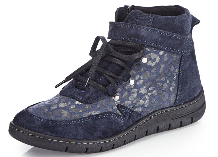 ELENA EDEN Schnür-Bootie aus Veloursleder MARINE