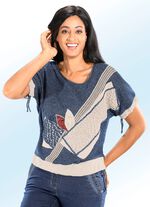 Pulli mit Leinen JEANSBLAU-SAND-KIESEL