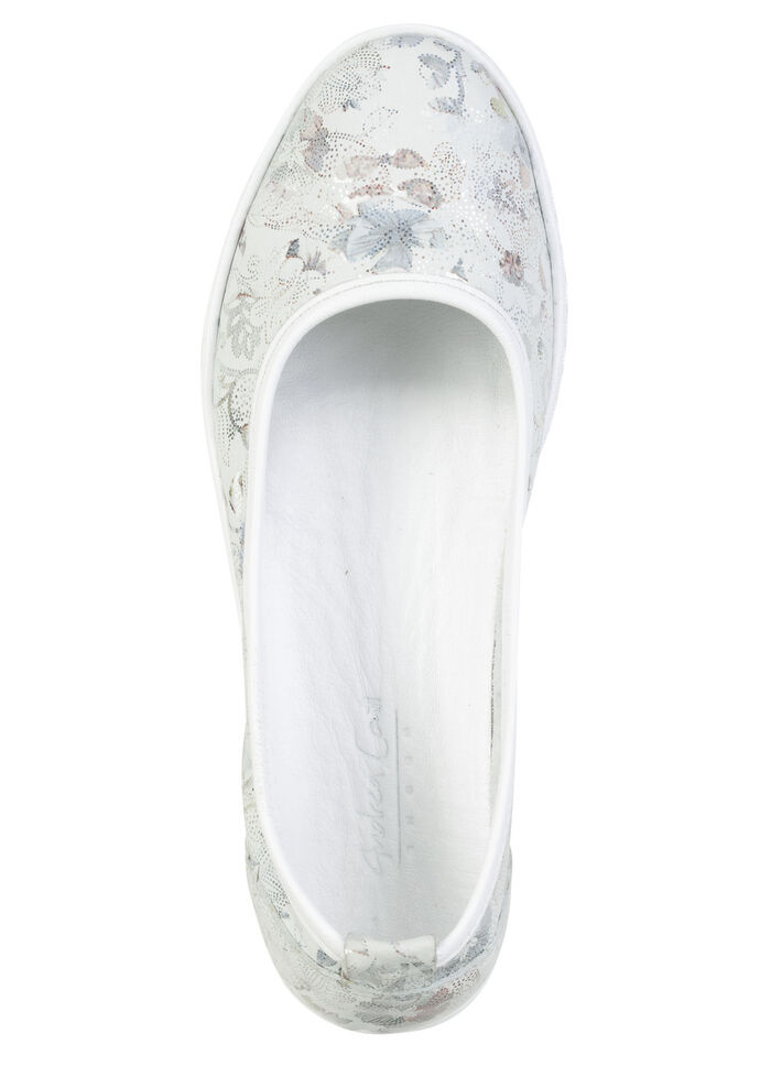 Andrea Conti, schicke Damen-Ballerinas, Weite G, mit herausnehmbarem Fu&szlig;bett ECRU-BUNT