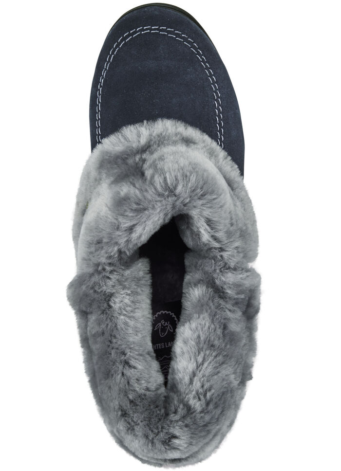 ELENA EDEN Hausschuh mit echtem Lammfellfutter MARINE-HELLGRAU