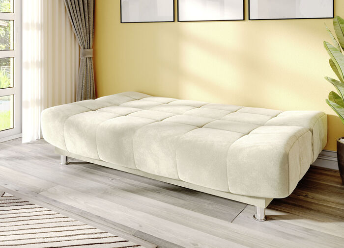Gemütliches Schlafsofa mit Bettkasten CREME