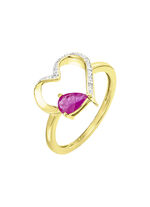 Damenring mit echt Rubin im herzf&ouml;rmigen Ringkopf 