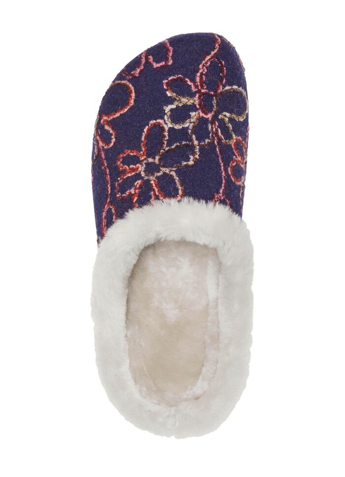 Mubb Wollfilz-Pantoffel mit bunter Bl&uuml;ten-Stickerei 