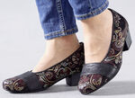 Waldläufer, bequeme Damen-Pumps, Weite K, mit herausnehmbarem Fußbett SCHWARZ-BUNT