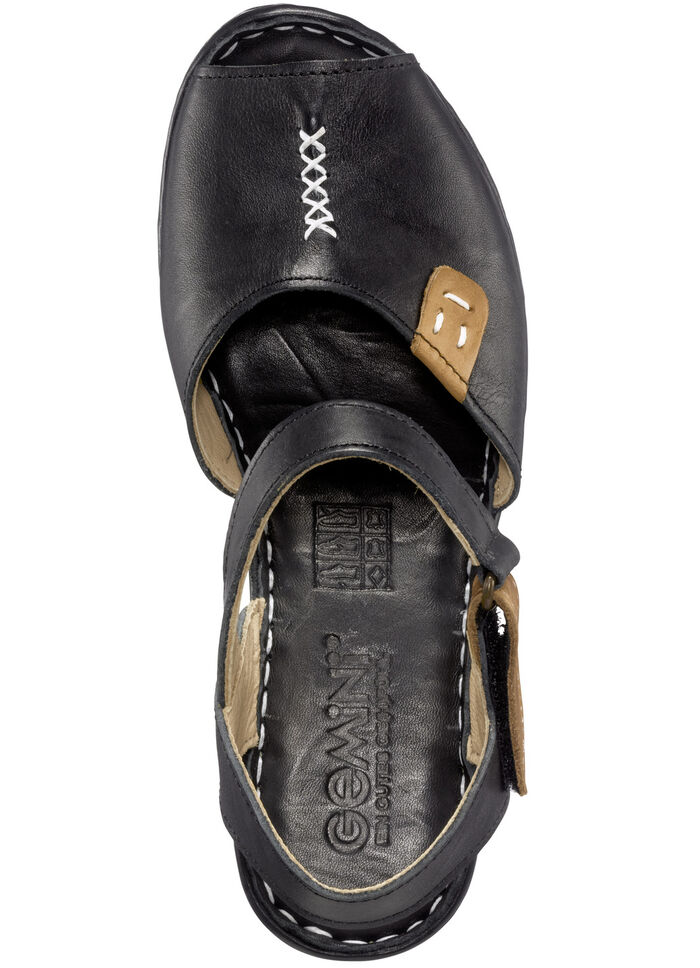 Gemini Sandalette aus schattiertem Rind-Nappaleder SCHWARZ-COGNAC