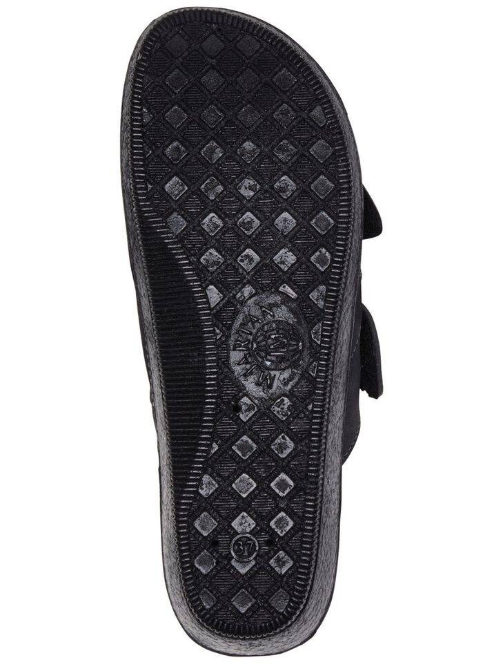 Klassische Damen-Pantoletten, Weite H, mit elastischem Material SCHWARZ