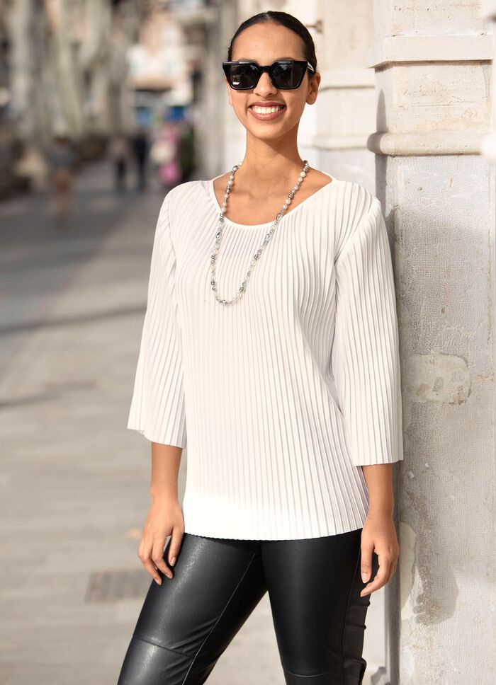 Tunika aus duftigem Plisse&eacute; ECRU