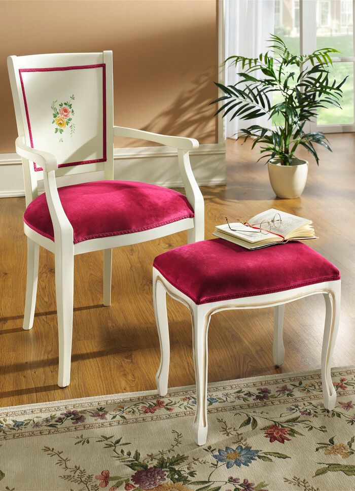 Polsterm&ouml;beln aus massivem Buchenholz ANTIKWEISS-ROT