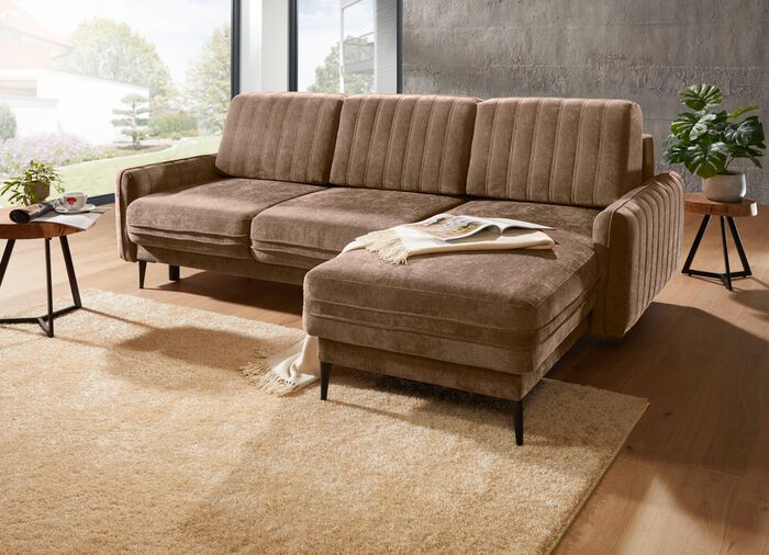 Polsterecke mit Bettfunktion und Bettkasten BRAUN