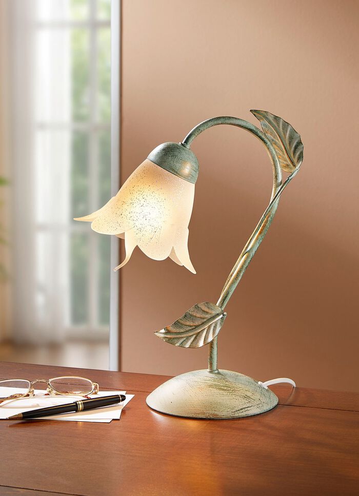 Tischleuchte mit Gestell aus Eisen CREME-GR&Uuml;N