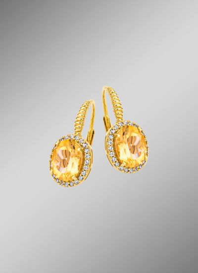 Ohrringe mit echt Citrin und synth. Zirkonia 